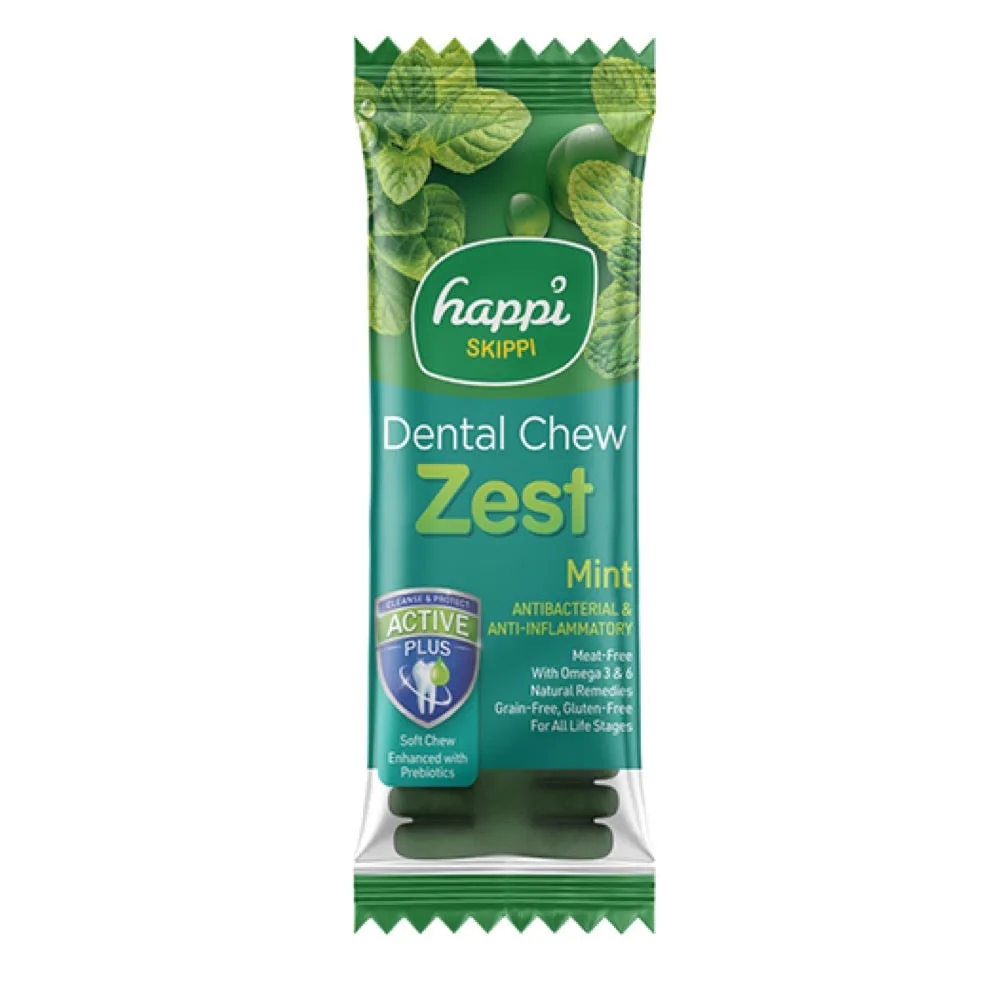 10 FOR $12: Happi Skippi (Doggy) Zest Mint 4 Inch Dental Dog Chew 25g