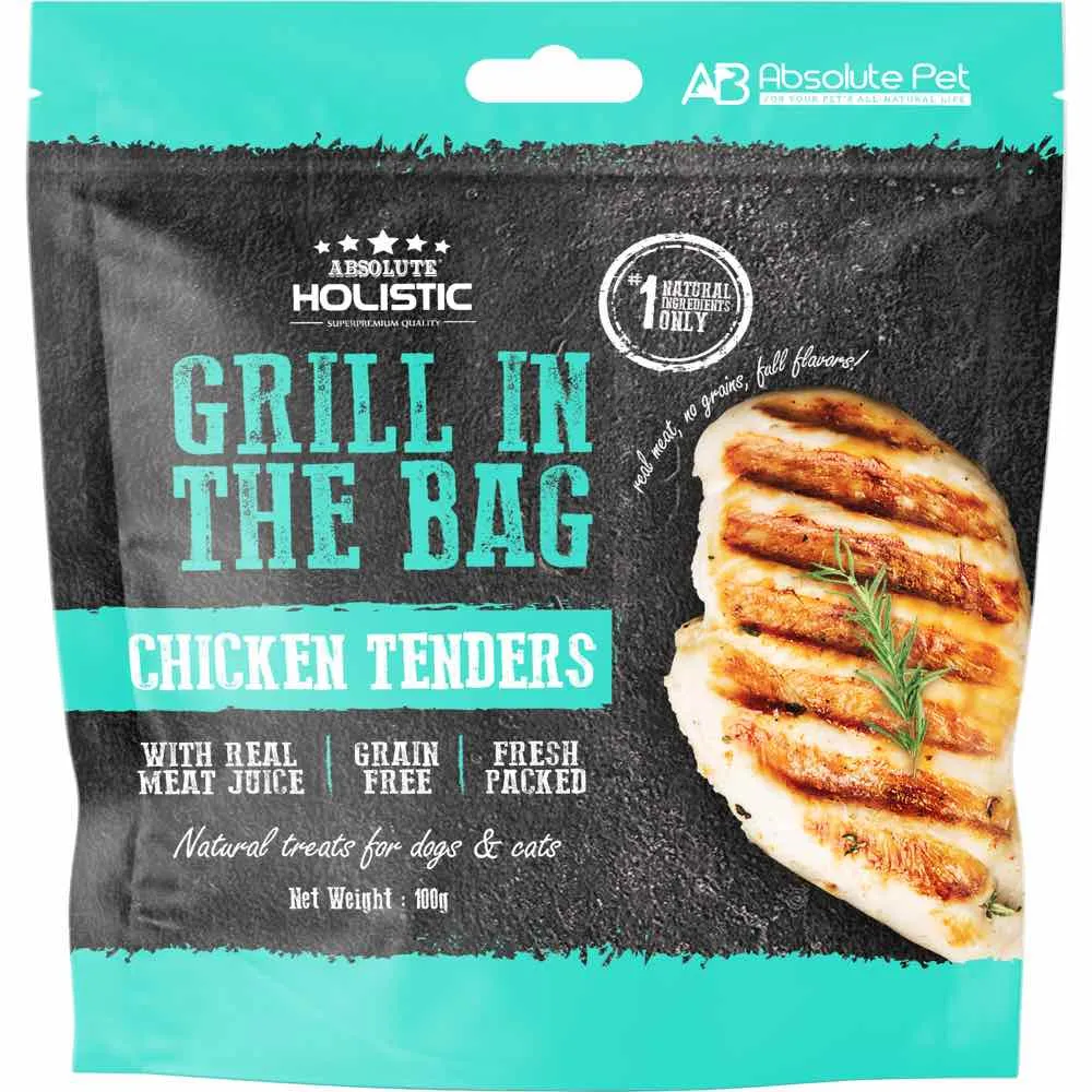 Absolute Holistic Grill In The Bag Chicken Tenders Grain-Free Treats For Cats & Dogs