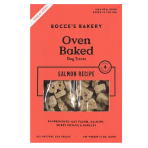 Bocce's Bakery Basics Oven Baked Salmon Biscuits Wheat Free Dog Treats 14 oz