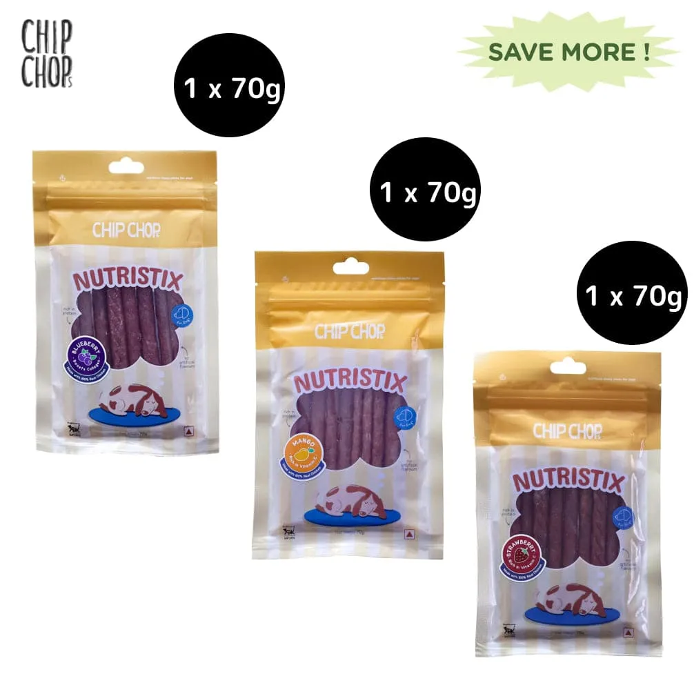 Chip Chops Blueberry, Mango and Strawberry Nutristix Dog Treats Combo (3 x 70g)