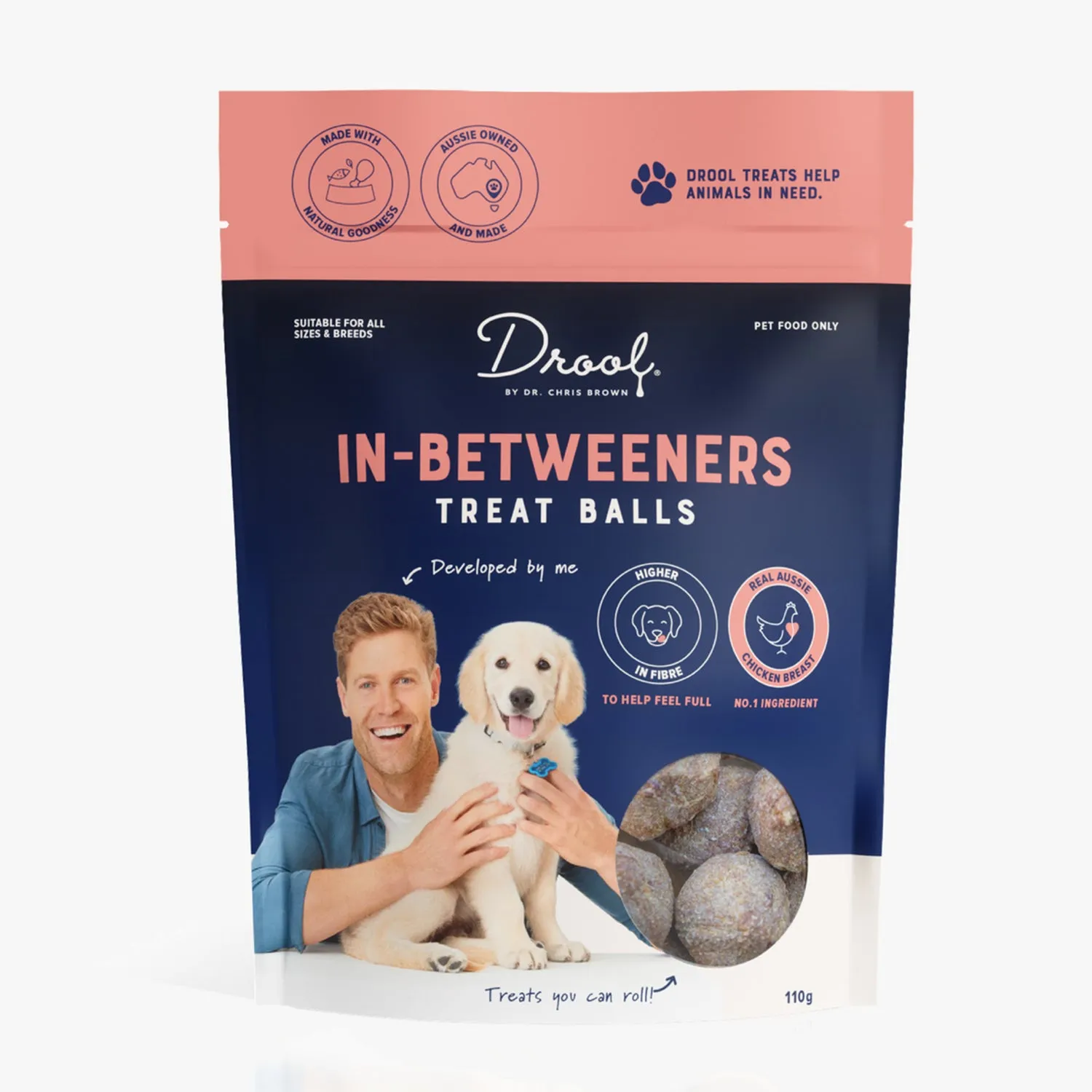 Drool By Dr Chris Brown In-Betweeners Dog Treats 110g