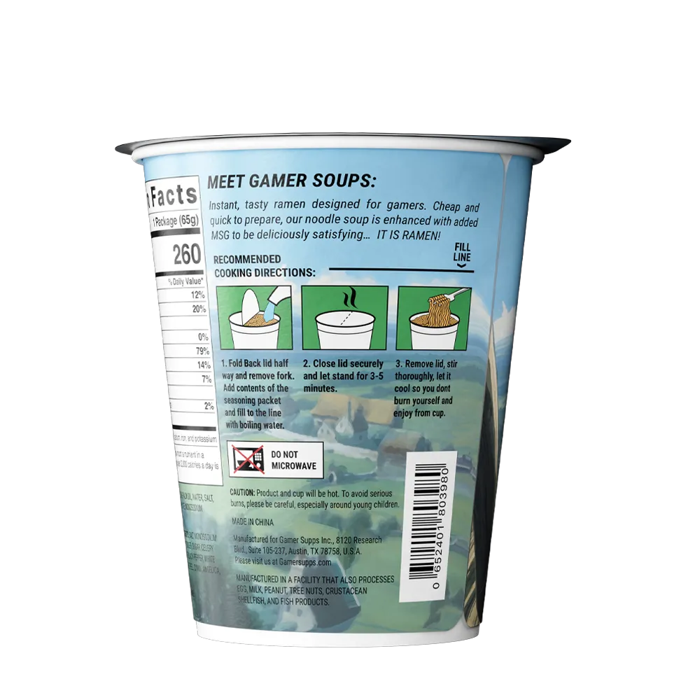 Gamer Soups Instant Noodles - Vegetable (Single Cup)