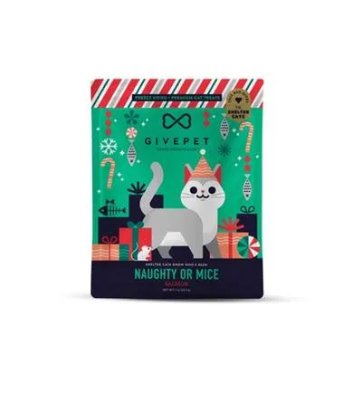 Give Pet Holiday Cat Treats Naughty or Mice 1oz