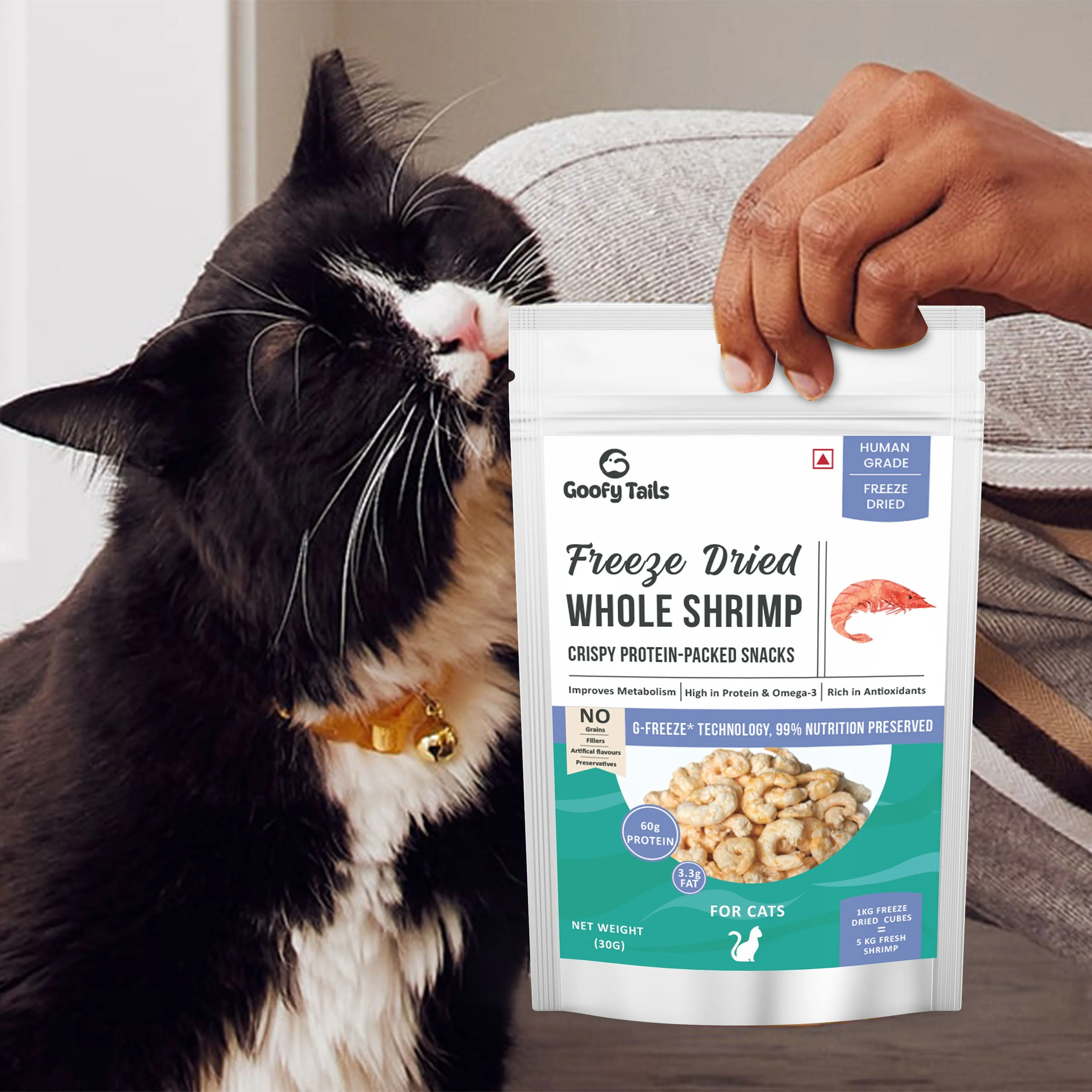 Goofy Tails Freeze Dried Shrimp Treats for Cats and Kittens