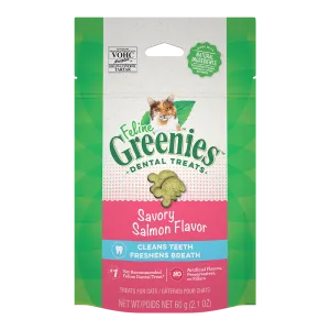 Greenies Cat Dental Treats - Savory Salmon Flavor 2.1oz