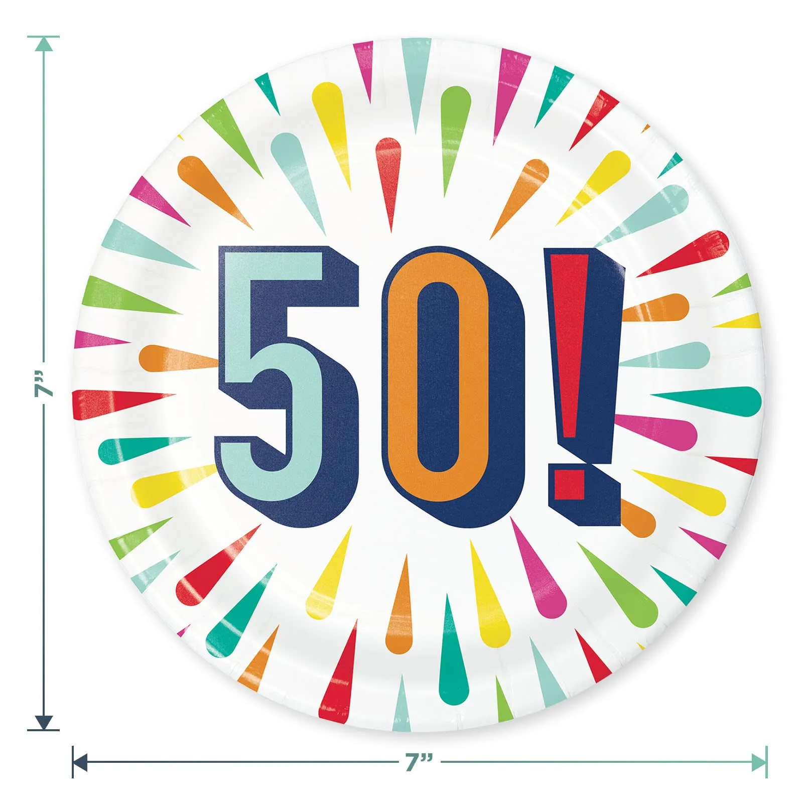 Happy 50th Birthday Burst Paper Dessert Plates and Napkins (Serves 16)