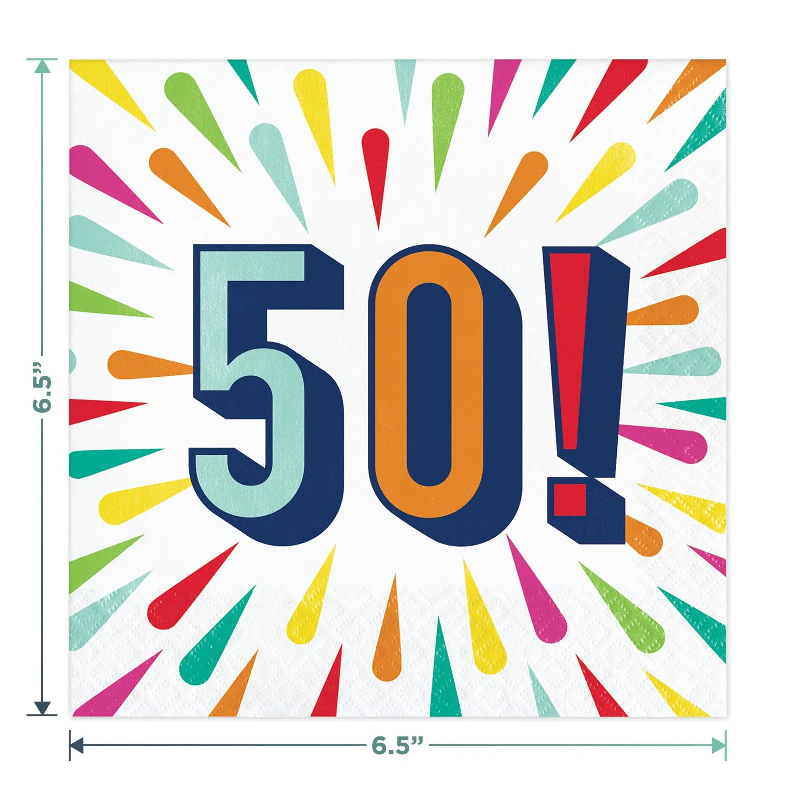 Happy 50th Birthday Burst Paper Dessert Plates and Napkins (Serves 16)