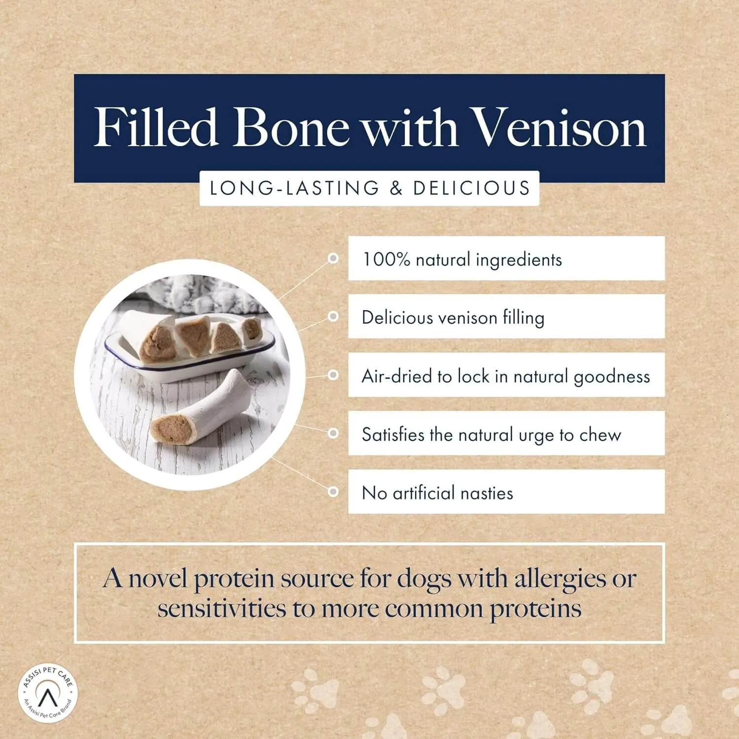 Hollings Filled Bone Venison Natural Dog Treat x 20