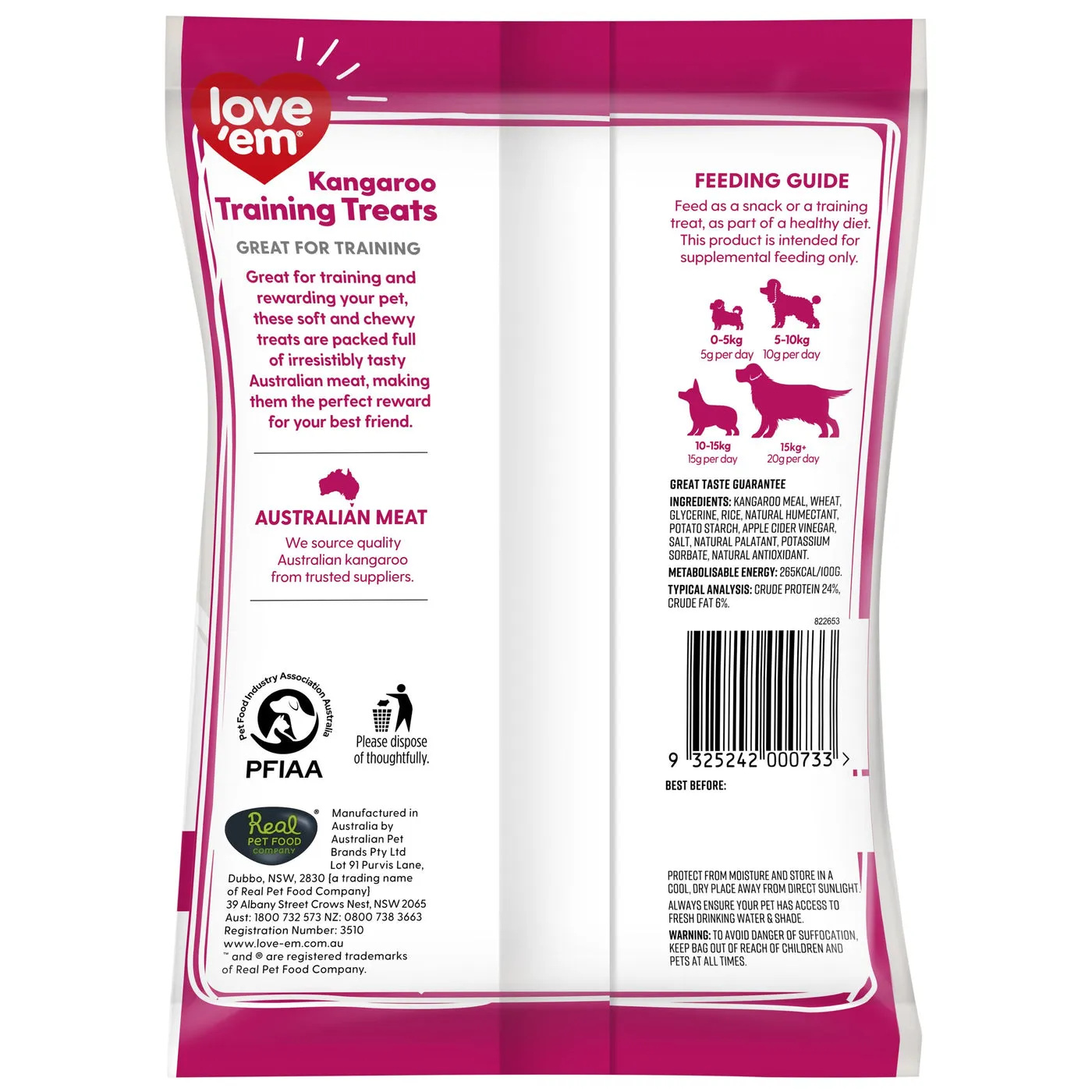 Love Em Kangaroo Mini Dog Treats 200g x 5