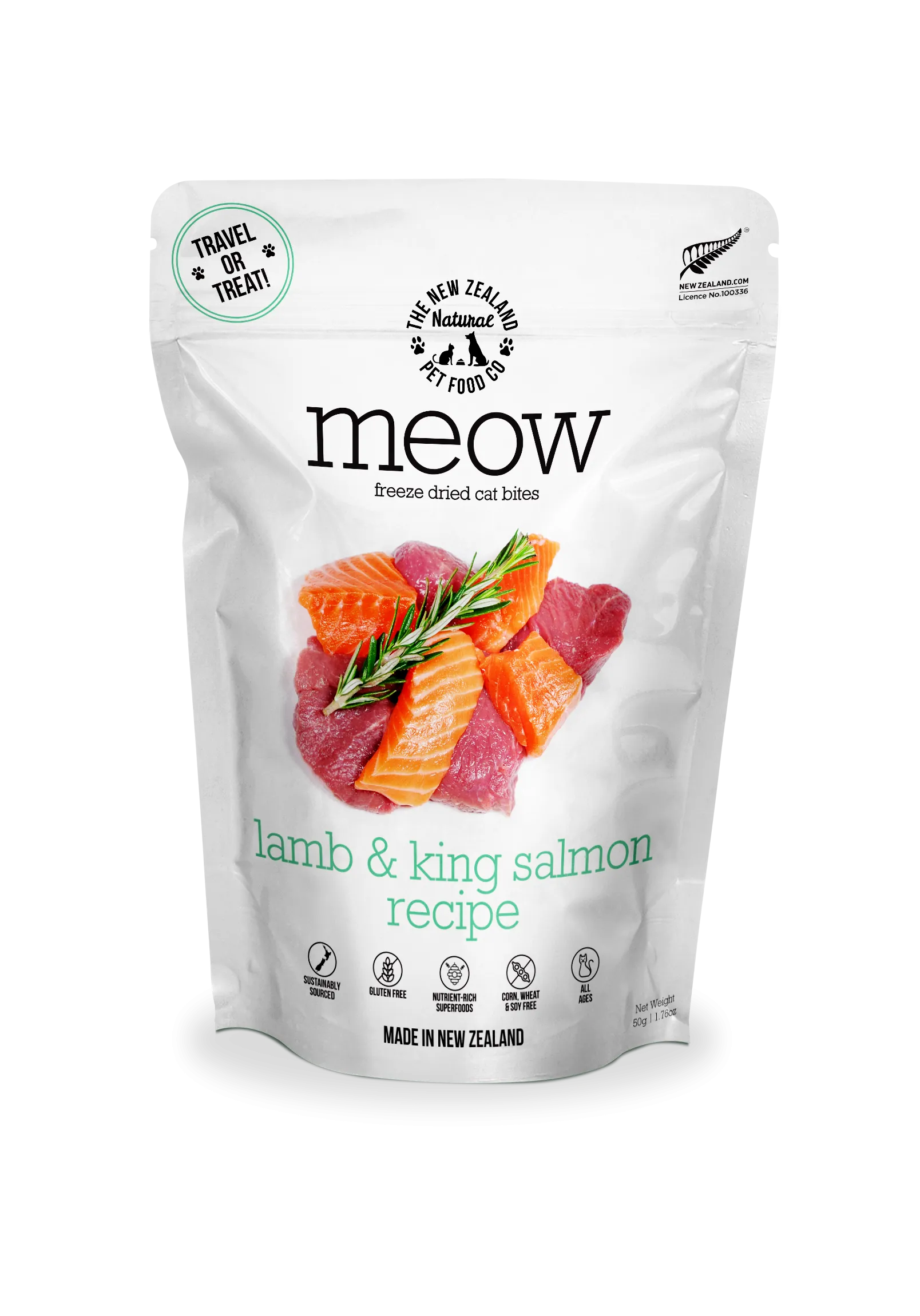 New Zealand Naturals Meow Freeze Dried Cat Treat Lamb & Salmon 50g