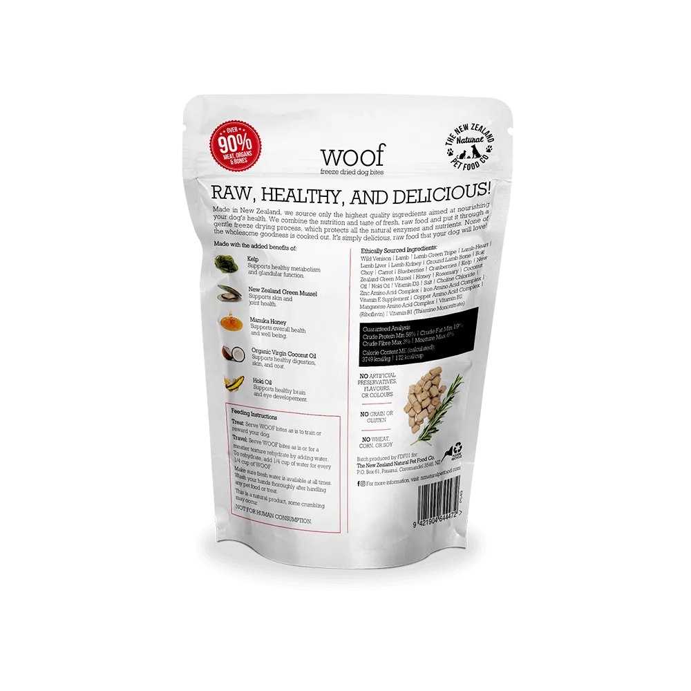 New Zealand Naturals Woof Freeze Dried Dog Treat Venison 50g