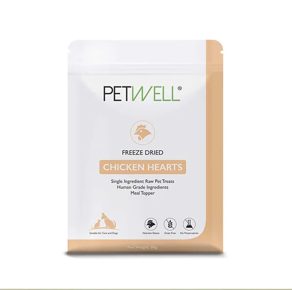 Petwell Dog and Cat Treats Freeze Dried Chicken Hearts 80g