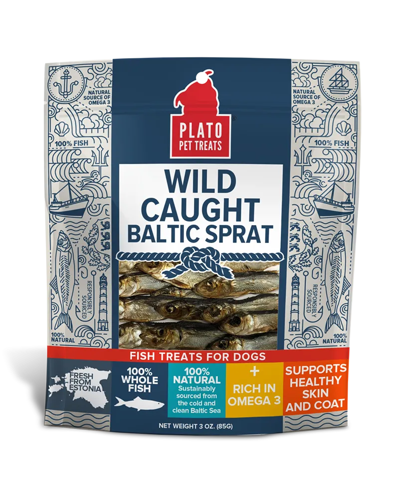 Plato Wild Caught Baltic Sprat Fish Dog Treats 3oz