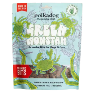 Polka Dog Green Monstah Bits Crunchy Dog Treats 7oz