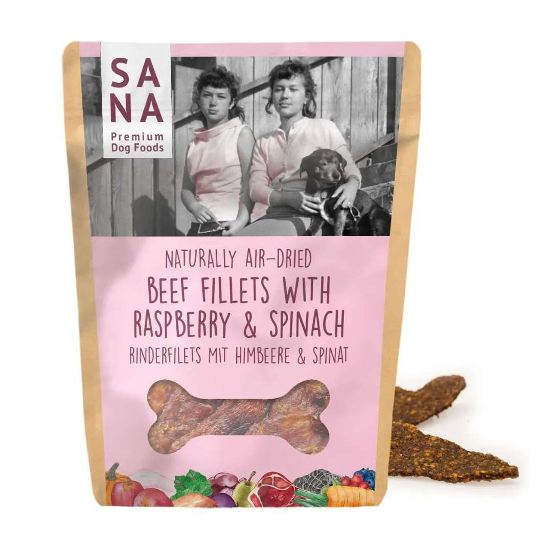 Sana Air Dried Beef Fillets with Raspberry & Spinach