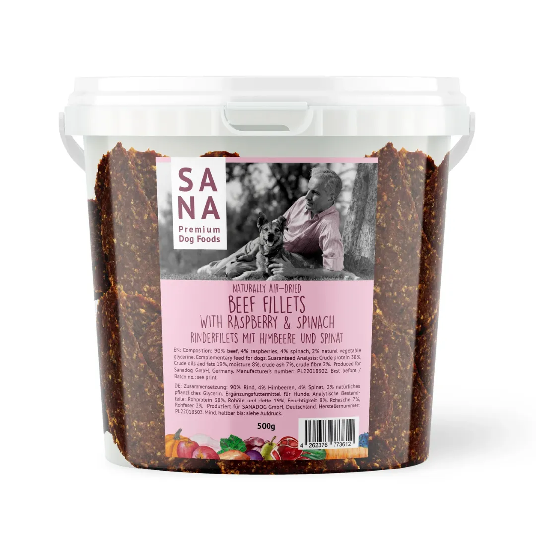 Sana Air Dried Beef Fillets with Raspberry & Spinach