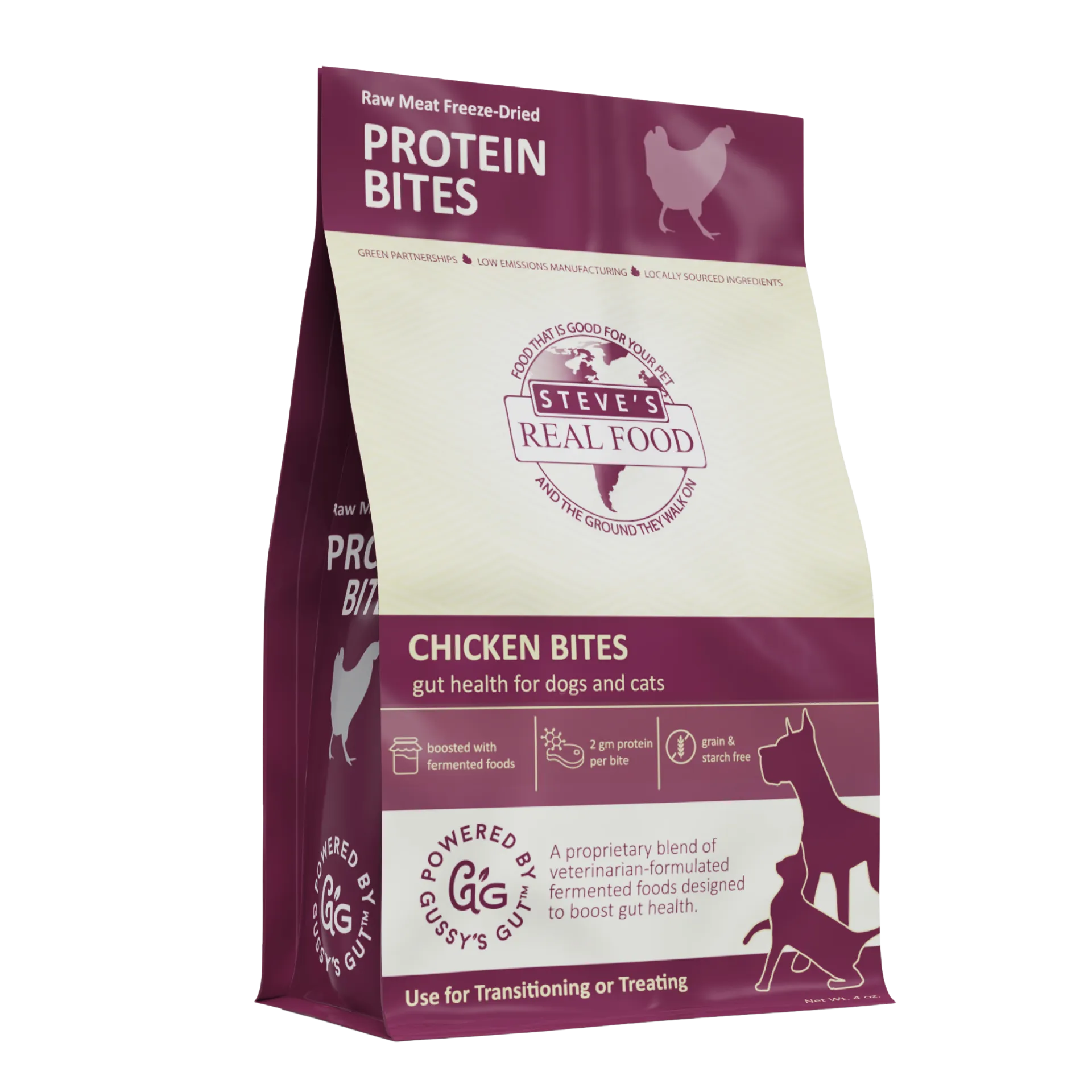 Steve's  Chicken Protein Bites – Freeze-Dried Gut Health Treats for Dogs and Cats (4 oz)