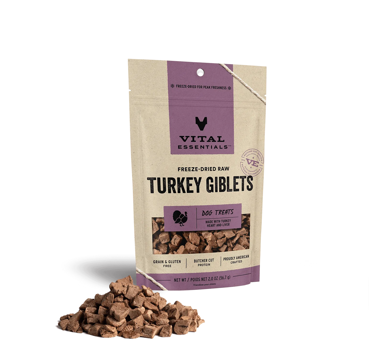 Vital Essentials Freeze Dried Treats Turkey Giblets 2oz