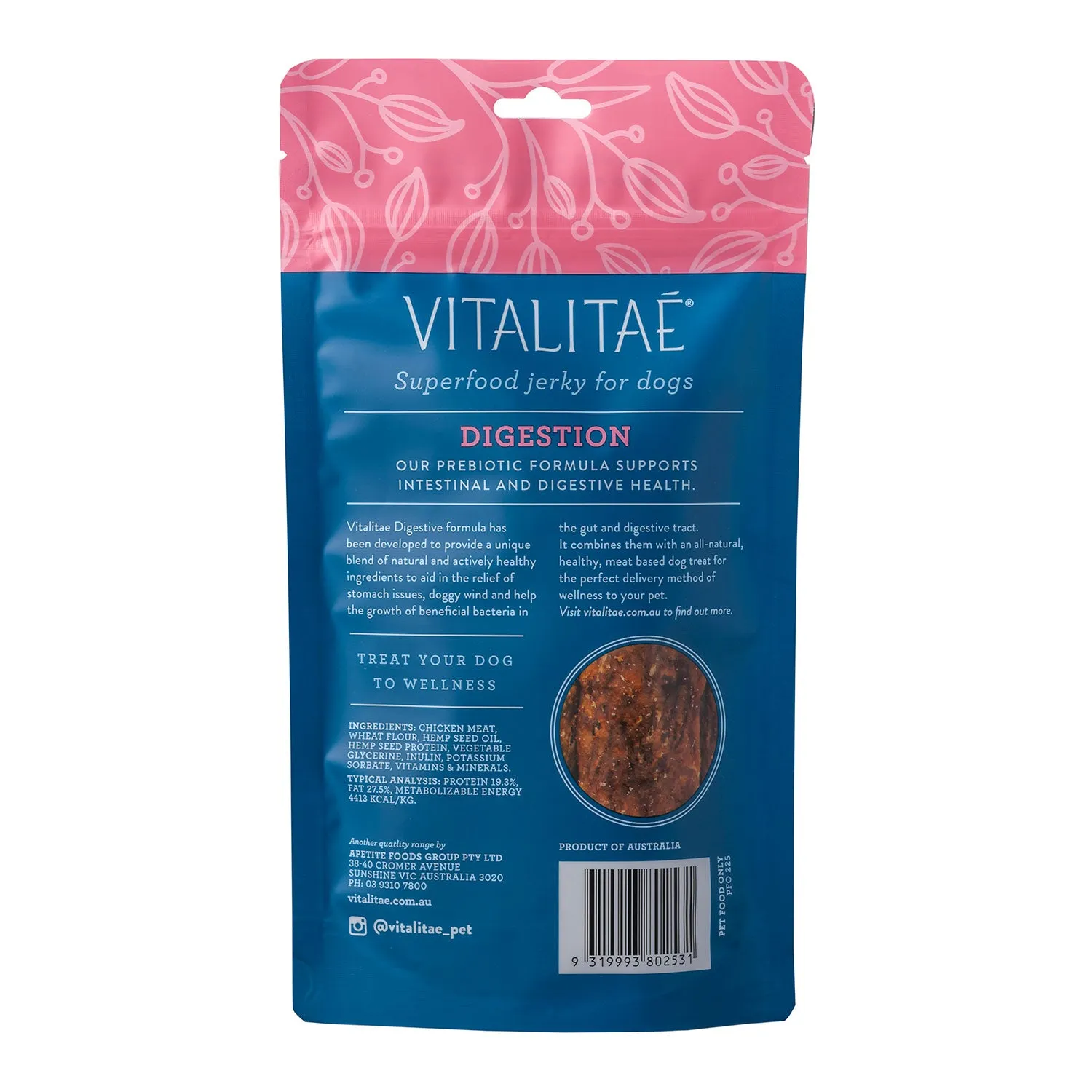 Vitalitae Digestion Superfood Jerky Dog Treat 150g